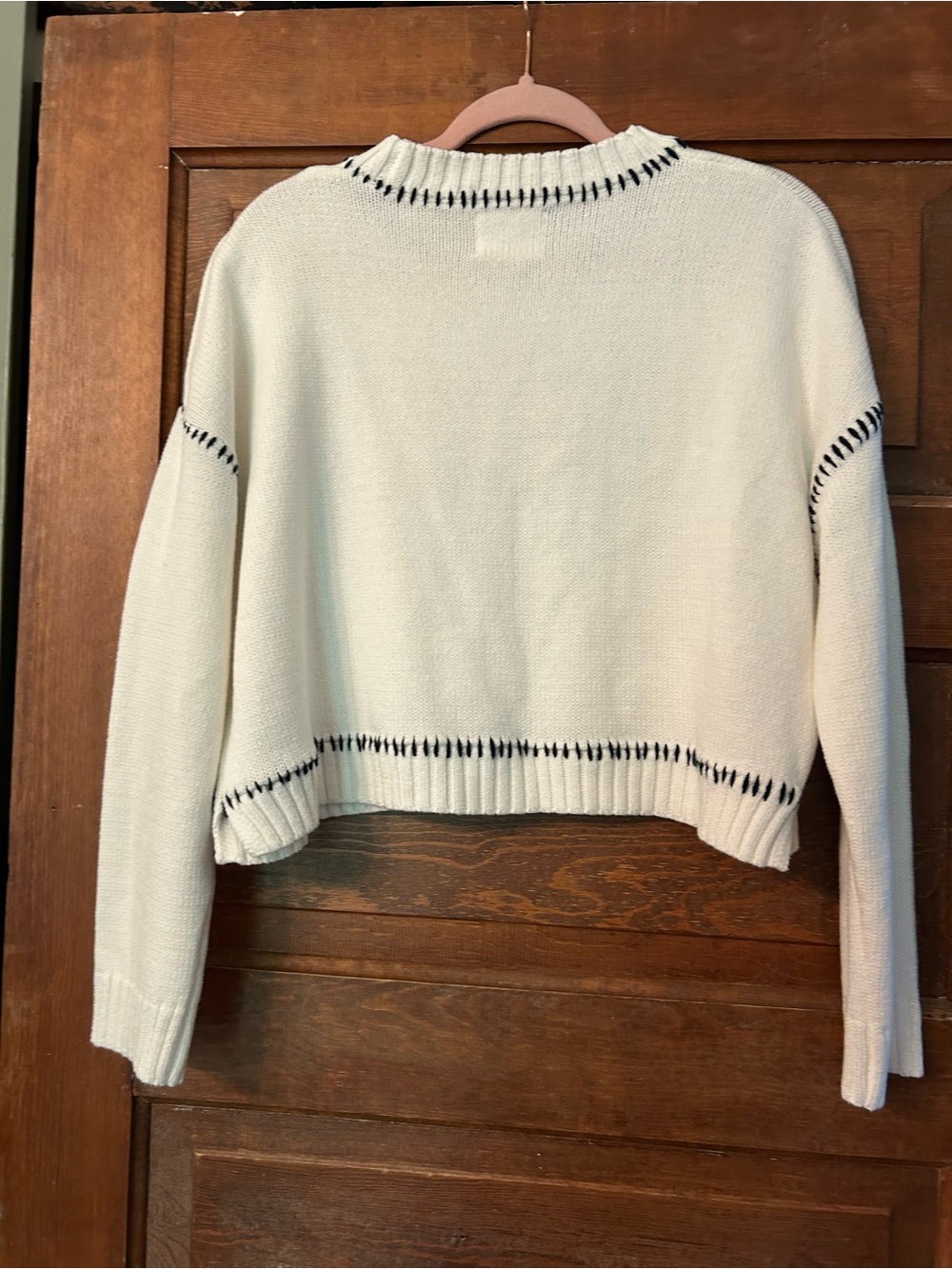 Cream Crewneck Sweater with Red USA Appliqué - Picture 5 of 5